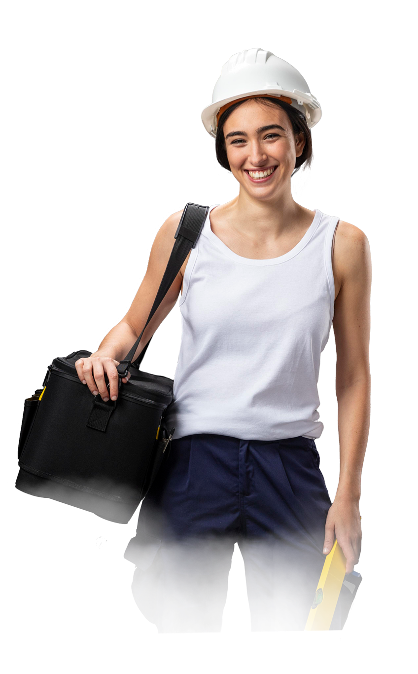 Elektrikerin mit Werkzeugtasche